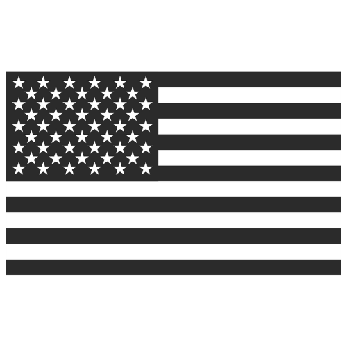 Black and white American flag on a white background