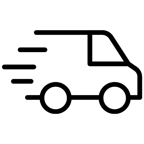 Black outline of a fast-moving car on a white background